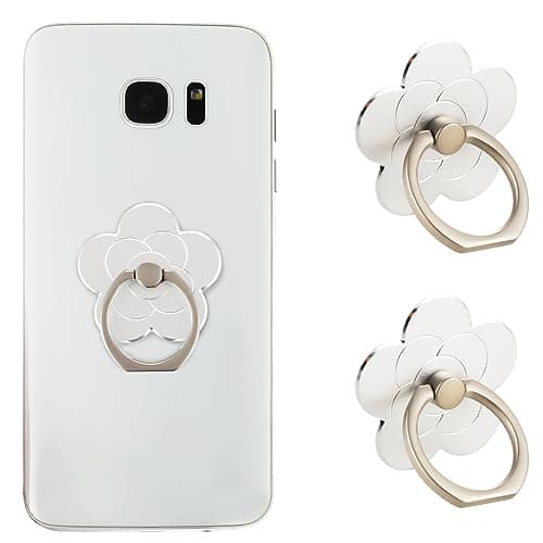 Image of Sibba 2pcs Phone Ring Holder Kickstand Cellphone Flower Finger Ring Grips Stand Metal Universal Compatible Accessories with Smartphone, Mobile Phones, Phone Case (Silver)