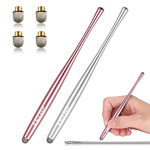 Image of Stylus Pen, AULEEP Tablet Touch Screen Styluses Pens, 2 Pack with 4 Nanofiber tips Stylus Pen for Mobile Phones, iPads, Kindles, Microsoft Surface (silver and rose gold)