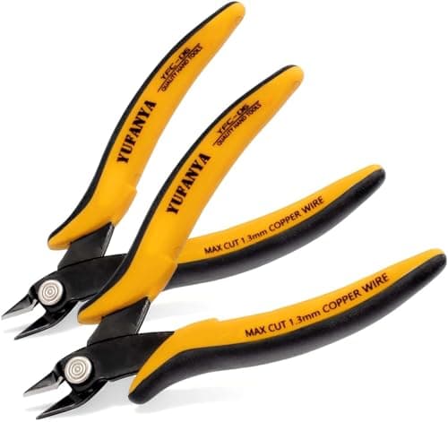 Image of 2pcs Wire Cutters,Micro Flush Cutters,Electrical Wire Cutters,Cutting Pliers,Flush Pliers Diagonal Side Cutters Wire Cutter Snips with Soft Grip for DIY Craft and Jewelry(Yellow)
