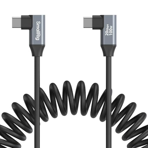 Image of SMALLRIG USB-C to USB-C Coiled Data Cable Charger (Angled to Angled), 90 Degree USB-C Cable 20Gbps High Speed Data Transfer, Support PD 100W Fast Charging, for iPhone, Laptops and Cameras etc. - 4793