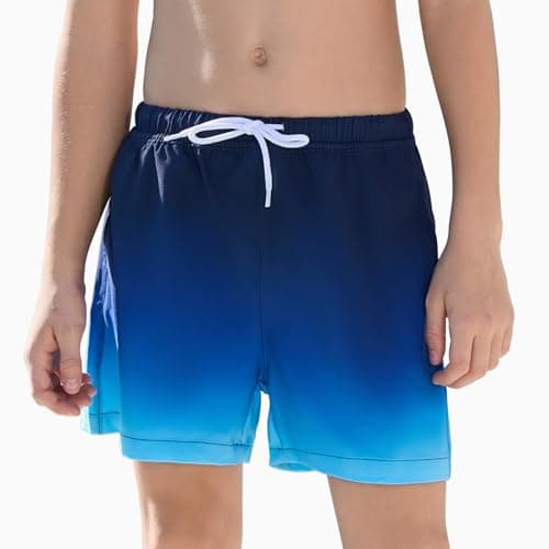Image of Vorvowry Boys Swim Shorts Quick Dry Lightweight Swim Trunks Boy with Drawstring Kids Swimming Shorts for Beach Pool Holiday Gradient Blue 14-16 Years