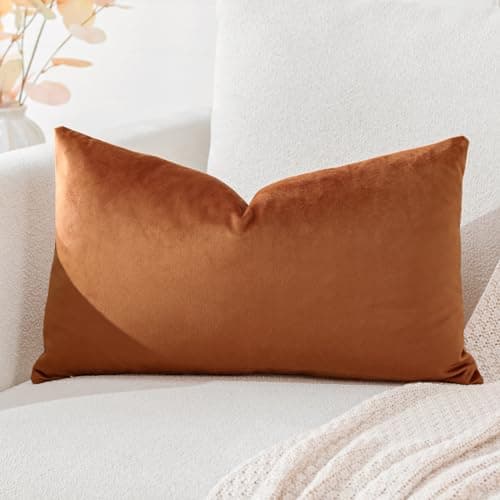 Image of Artscope Luxury Velvet Cushion Covers Super Soft Decorative Throw Pillow Covers Case Lumbar Cushion Cases for Sofa Couch Bedroom Car Decor 30x50cm Orange