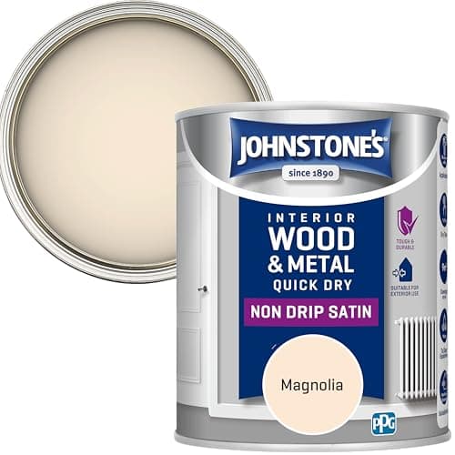 Image of Johnstone’s - Quick Dry & Nondrip Satin Paint for Wood & Metal - Magnolia | Interior & Exterior | Self-Undercoating, Low Odour, Water-Based, Dry in 1-2 Hours | 12m2 Coverage per Litre | 750ml