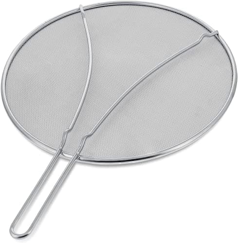 Image of Splatter Screen for Frying Pan Metal Grease Splatter Guard, Non-Stick Extra Fine Mesh Weave for Cooking & Frying Silver 25cm