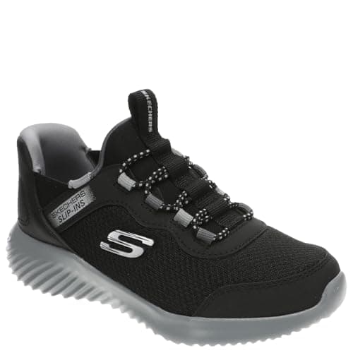 Image of Skechers Boy's Bounder Brisk-Burst Sneaker, Black Synthetic/Textile/Charcoal Trim, 11 UK Child