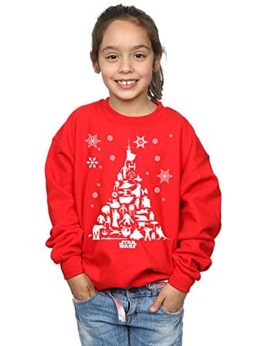 Image of Absolute Cult Star Wars Girls Christmas Tree Sweatshirt Red 12-13 years