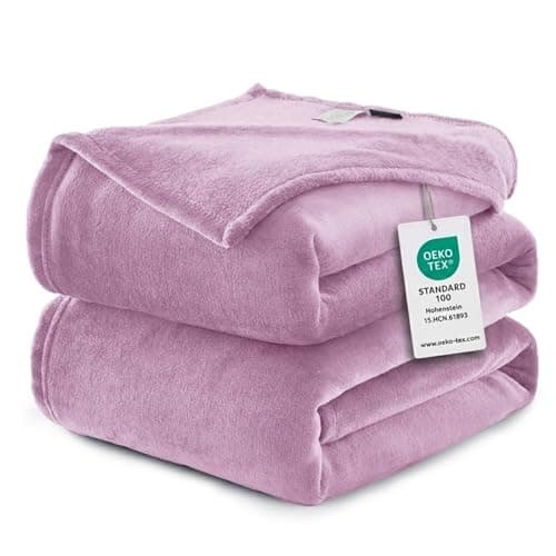 Image of WAVVE Fleece Blanket Large Purple Throw 220x240cm - Fluffy Soft Warm Versatile Large Throw XXL Blanket for Bed/Sofa/Couch