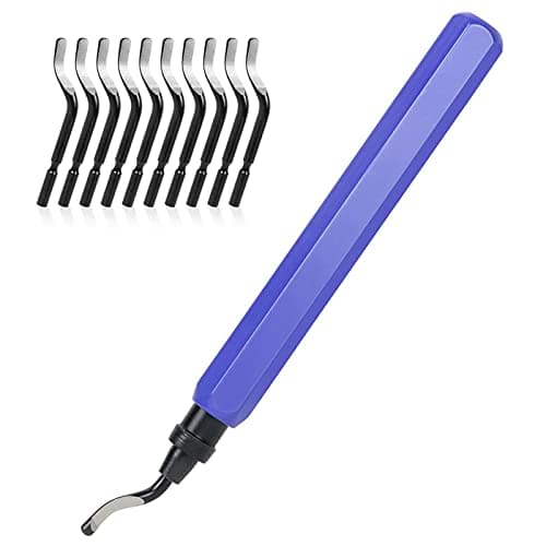 Image of flintronic Tooling Deburring Tool Kit, Aluminum Alloy Hand Deburring Tool Set with 11 BS1010 Blades, 360°Rotary Manual Deburring Cutter Burr Remover for 3D Prints Pipe, Plastic, Copper, PVC, Steel