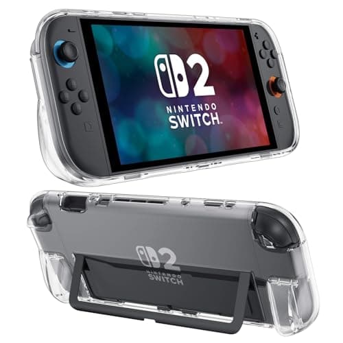 Image of iCatchy Case Compatible with 2025 Nintendo Switch 2, Anti-Scratch, Hard PC Cover for Nintendo Switch 2 Console Joy-Cons, Dockable Transparent Protective Grip Clear Cover (Clear)