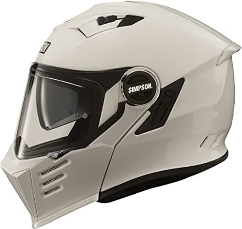 Image of Simpson Darksome Plain Flip Front Motorcycle Helmet Modular Crash Lid White XL