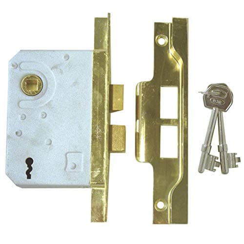 Image of ERA 287-32 2.5-inch 64mm 2-Lever Rebated Door Lock with Brass Effect