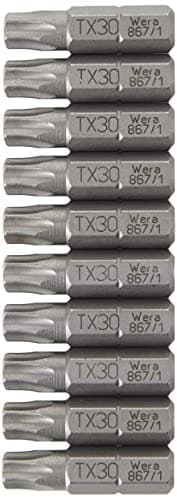 Image of Wera 05072411001 Torx Extra-Tough Bits 867/1 Z TX30 x 25 mm, Pack of 10
