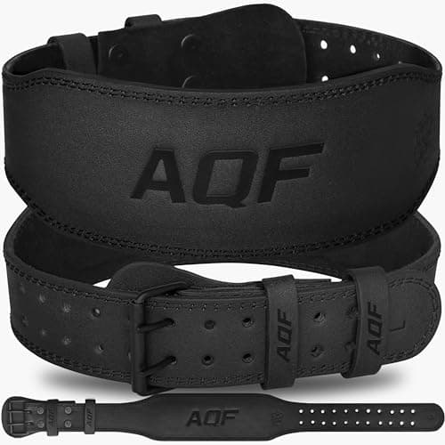 Image of AQF Weight Lifting Belt for Men Gym Fitness, 4" Padded Lumbar Back Support, 7mm Thick Leather Training Belt with 11 Adjustable Holes, Ideal for Powerlifting, Bodybuilding