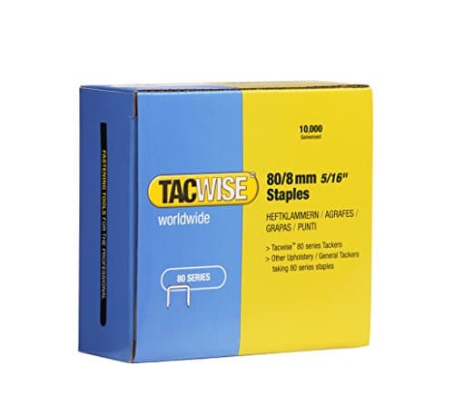 Image of Tacwise 0382 Type 80 / 8 mm Galvanised Upholstery Staples, Pack of 10,000, Silver