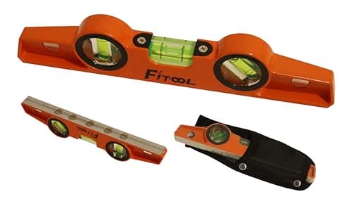 Image of Professional Magnetic Scaffolding Spirit Level 10-Inch, Milling V-Groove Base with 5 Strong Rare Earth Magnets for Superior Gripping Power, Die Cast Magnetic Torpedo Level 250MM and Holster