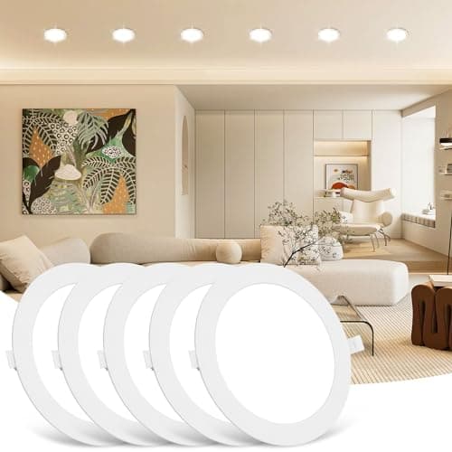 Image of Sararoom 5Packs 24W LED Round Ceiling Panel Light 4500K Neutral White Ultra Slim Downlights 2160lm Recessed Ceiling Lights for Living Room Bedroom Bathroom Corridor Kitchen Office Shop