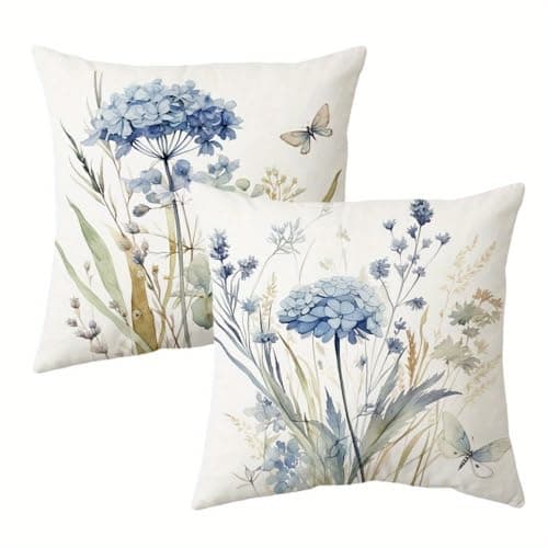Image of PVOODIRE 2 Pack 45x45cm Short Plush Floral Cushion Covers - No Insert Sofa Decorative Pillow Covers for Living Room Sage Green Home Accessories