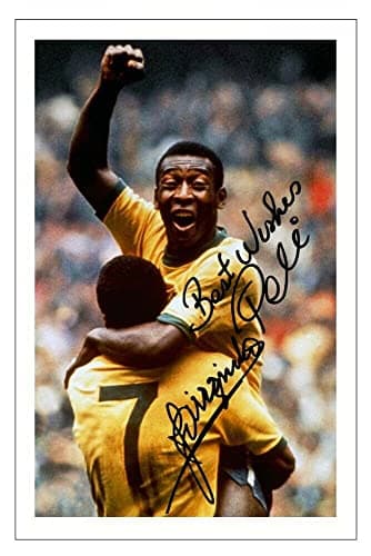 Image of PELE & JAIRZINHO Signed 6X4 Inch Photo Print Pre Printed Signature BRAZIL Football Autograph Gift