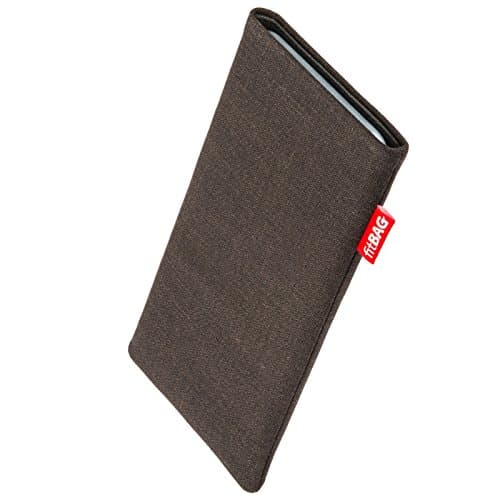 Image of fitBAG Jive Brown custom tailored sleeve for Apple iPhone 4 16GB 32GB iPhone4 16 32 GB | Made in Germany | Fine suit fabric pouch case cover with MicroFibre lining for display cleaning