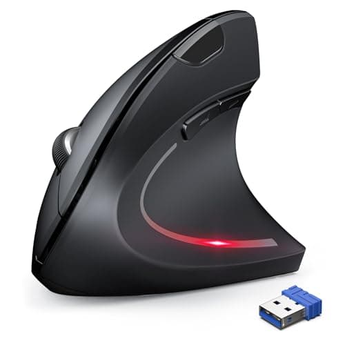 Image of TechRise Ergonomic Mouse, 4800 DPI Wireless Vertical Mouse, 2.4G Optical Computer Mouse with 5 Adjustable DPI, Silent Mouse with 6 Ergo Buttons for PC/Laptop/Mac, Black
