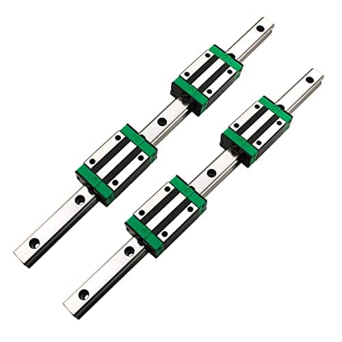 Image of GooEquip Linear Rail 300mm HGR20 Linear Slide Rail Set 2X HGR20-300mm Linear Slide Rail + 4X HGH20CA Bearing Block Linear Guideway Rail for Automated Machines and Equipments