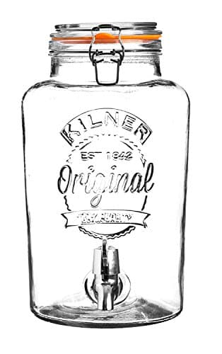 Image of Kilner 8 Litre Glass Storage Jar with Dispensing Tap Airtight Clip Top Design for Serving Beverages, Cocktails, and Infused Drinks Ideal for Parties & Buffets