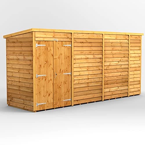 Image of Powersheds High Grade Premium Pent Overlap Wooden Shed with Double Door, Security Features, Door Flexibility, made from 10 mm Extra Thick Timber (Windowless)