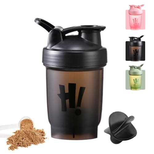 Image of SUJIBHI Protein Shaker Bottle 350ml with Mixball Plastic Workout Water Bottle Leakproof Flip On Lid Drinks Bottles for Gym Sports Protein Supplement Fitness (Black)