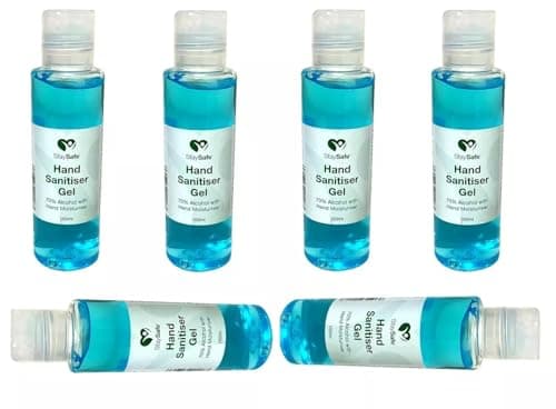 Image of 24 x Hand Sanitiser Gel Rub Blue Bottles Flip Cap Pocket Travel Handbag Size Has 70% Alcohol with Added Moisturisers 100ML Joblot Bulk Sanitizer UK Made