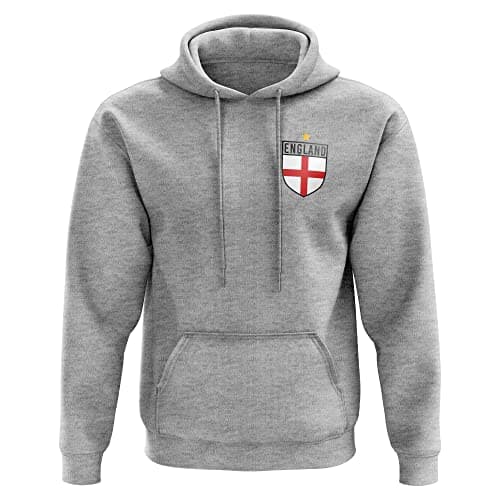 Image of Purple Print House England Hoody for Men - England Flag Badge Retro Hoodie, Football Country European 2022 Supporters Red White Lion Gift Him, 2021 English Tournament Footy Soccer Hood, Sport Grey, M