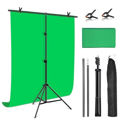 Image of PULUZ Greenscreen Backdrop with Stand 1x2m, 3.2x6.5ft Green Screen Background Stand, Green Screen Backdrop Kit with Clamp Carrying Bag for Gaming, Photo Studio, Video Recording, Streaming