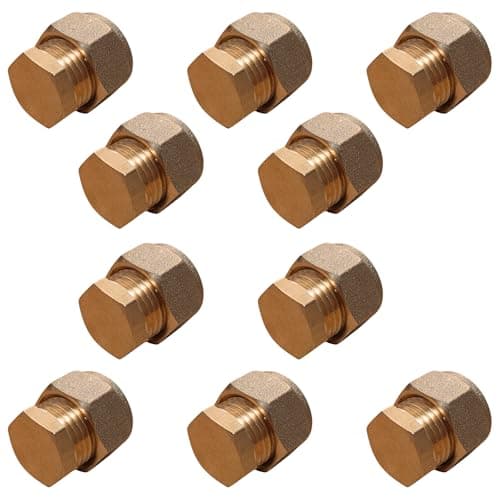 Image of 10mm Brass Compression Stop End – Pack of 10 | Copper Pipe Blank Caps | Easy Fit, No Soldering Needed