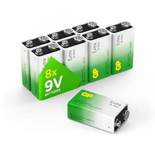 Image of Batteries 9 Volt (9V) Pack of 8 PP3 - MN1604 – 6LR61 – 6LF22 by GP Batteries 9V Extra Alkaline Batteries ideal for: Toys/Remote controls/Radio’s/Smoke Detectors