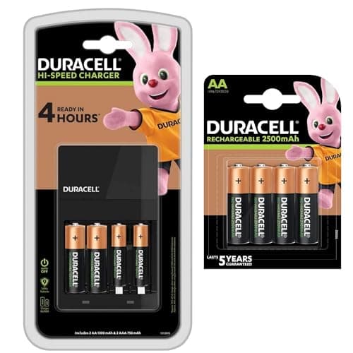 Image of Duracell CEF 14 AA & AAA Battery Charger with 6 AA & 2 AAA Rechargeable Batteries