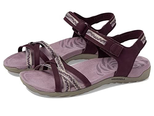 Image of Merrell Women's Terran 3 Cush Cross Sandal, Burgundy, UK 3