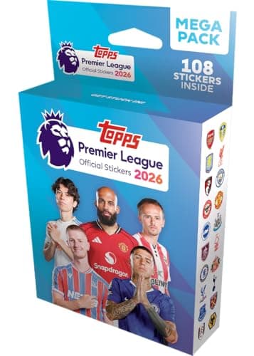Image of Topps Premier League Stickers 2026 - Mega Pack (Contains 18 Packets of Premier League Stickers (108 Stickers in Total).