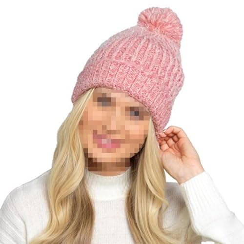 Image of A2Z Ladies Hat Mohair Cable Knitted Beanie Bobble Pom Pom - Hat LH1171 Pink One Size