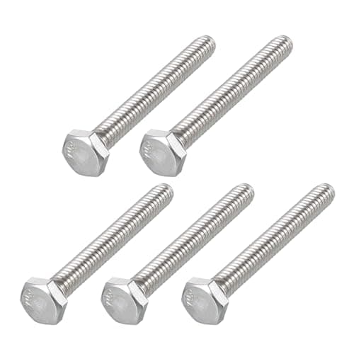 Image of METALLIXITY Hex Head Bolts (1/4-20 x 2") 5Pcs, 304 Stainless Steel 18-8, Fully Threaded, External Hex Drive, Plain Finish, Hex Head Screw Bolt, Silver