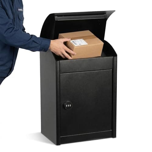 Image of Wall Mounted Parcel Drop Box, Lockable Delivery Boxes for Parcels, Medium Outdoor Post Boxes, Secure Large Delivery Packets Storage, Anti-Theft Weatherproof Mailbox (Black)