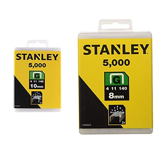 Image of STANLEY Heavy Duty Cable Staples Sharpshooter Pack of 5000 Type G 10 mm Resistant and Rustproof 1-TRA706-5T & Stanley 1-TRA705-5T Heavy-Duty Staple, 8mm, Pack of 5000