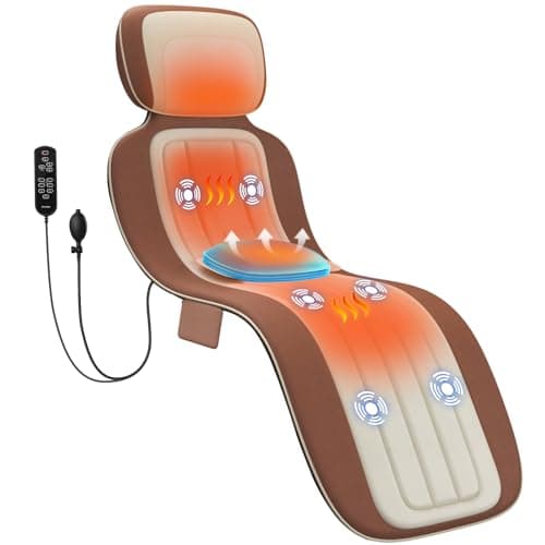 Image of Vibration Massage Mat with Heat, Full Back Heating & Lumbar Traction, Back Massage Chair Pad for Seniors, Office Workers & Family, 3 Intensities & 2 Heat Levels, Fatigue & Pain Relief in Office, Home