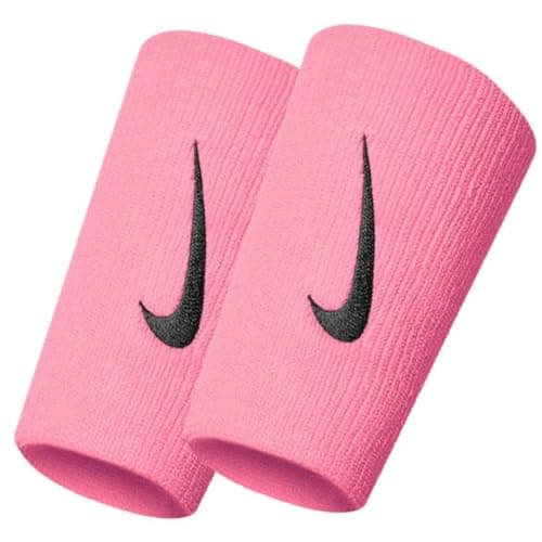 Image of Nike Unisex - Adult Swoosh Doublewide Sweatbands, Pink Gauze/Oil Grey, One Size