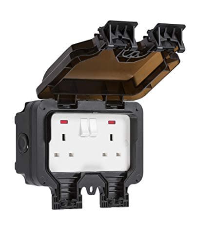 Image of Knightsbridge OP9N Outdoor Weatherproof Double Socket IP66, Black,84.0 mm*153.0 mm*170.0 mm