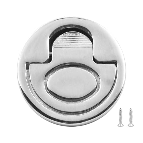 Image of ZONADAH 2 Inches Round Spring Loaded Flush Lifting Ring Boat Hatch Handle Flush Ring Marine Yacht Boat Hardware Accessories Flush Spring Retracting Hatch Pull Ring Handle for Cabinet Locker Marine
