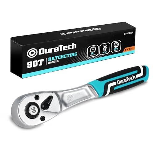 Image of DURATECH Ratchet Handle, 1/4” Square Drive, Reversible Ratchet 90-Teeth, Made of Chrome Vanadium Steel, Small Actuation Angle 4° for Tight Installation Spaces