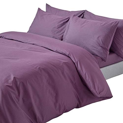 Image of HOMESCAPES Grape Purple Pure Egyptian Cotton Duvet Cover Set Double 200 TC 400 Thread Count Equivalent 2 Pillowcases Included Quilt Cover Bedding Set