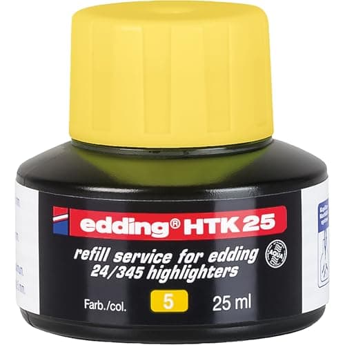 Image of edding HTK 25 refill ink - yellow - 25 ml - with capillary system, ideal for clean and uncomplicated refilling of edding highlighters e-345 and e-24