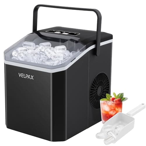 Image of Ice Maker Machine Countertop with Handle, 9 Bullet Ice in 6 Mins, 12KG/24H, Self-Cleaning Ice Machine with 1.3L Tank & 2 Ice Sizes, Portable for Home/Kitchen/Office/Bar (Black)