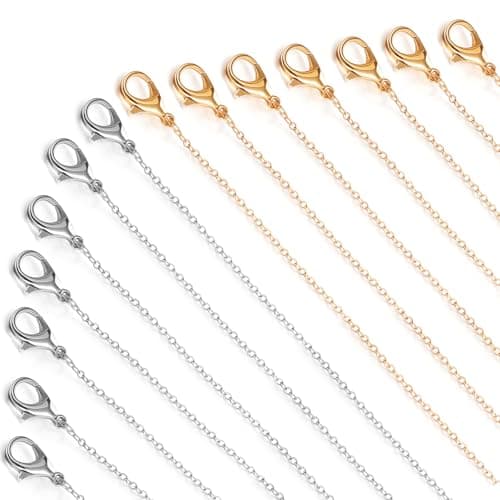 Image of YBEATY 40 Pack Necklace Chains Bulk Gold and Silver Plated DIY Cable Link Chains for DIY Jewelry Making Supplies Jewelry Making Accessories (19 Inches)