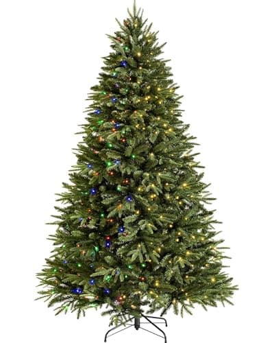 Image of WeRChristmas Pre-Lit Grand Alaskan Fir Function Christmas Tree with 400 Multi Dual LED Lights, Green, 6 feet/1.8 m